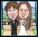 Wedding caricature Texas theme